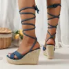 Sapatos de vestido Sandálias femininas Moda Open Toe Wedge Heels Alto 2023 Verão Ankle Strap Casual Outdoor Plus Size 42