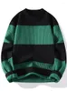 Męskie swetry Tops długie rękawie zimowe patchwork z dzianiny kaszmirowy sweter O Neck Pullover Knitwear High-end Skoczkowie A255