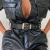 Casual Dresses Solid Pu Leather Dress Women Short Sleeve Turn Down Collar Shirt Sexy Belted Party Black Vestidos Mujer294h