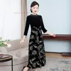 Roupas étnicas 2023 Tradicional Chinês Vintage Vestido Mulheres Melhorado Cheongsam Elegante Qipao Nacional Flor Impressão Veludo