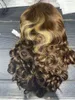 P4/27 Яркий весенний вьющийся парик Боб 13x4 Полный кружевной фронтальный надувной парик 250% Плотность для женщин Бразильские цветные короткие парики