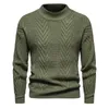 Мужские свитера, осенне-зимний однотонный универсальный пуловер, свитер с половиной выреза, повседневный вязаный низ