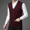 Mannen Vesten Winter Fleece Warm Mode Argyle Mouwloze Trui 2023 Mannen Business Vest V-hals Slim Fit Jumpers Vest