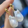 Dangle Earrings Natural Baroque White South Sea Pearl Pendant 925s SILVER