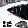 För Prius 60 Series 2023 2024 ABS Black Carbonfiber bakre dörrhandtag skålram triangel trim yttre tillbehör släpp leverans