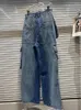 Dżinsy damskie vintage gradient wiele kieszeni Design Design For Women Tase Single Button Denim Spodnie 2023 Autumn 11xx5217