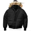 Canda Goose Jacket Men Bomber Down Jacket Real Wolf Fur 후드 캔버스 포켓 따뜻한 두꺼운 아웃복 디자이너 여성 Ruff Winter Coat vvja