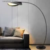 Floor Lamps Nordic Black Parabolic LED Floor Lamp Bedroom Bedside Study Reading Light Creative Living Room Decoration Atmosphere Lighting Q231016