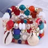 Bracelet en cristal de coquillage pour femmes, mode bohème coloré multicouche, perles de plage, collier à main, accessoires