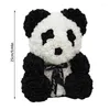 Dekorativa blommor Flower Bear 9.84 tum Artificial Rose Panda med Bowknot/ Heart Decor Handmade Doll för alla hjärtans dag 2023