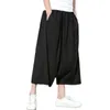 Men's Pants Men Wide Crotch Harem Cotton Linen Loose Large Cropped Trousers Wide-legged Bloomers 2023 Korean Style Baggy