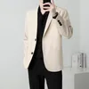 Men's Suits Men Suit Jackets Blazer Coat Slim Fit Smart Casual Autumn Fashion Clothing Two Buttons Solid Color Korean Black/Khaki/Coffee