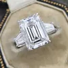 Originele 925 Sterling Zilver 5ct Emerald Cut Gemaakt Moissanite Bruiloft Verloving Cocktail Diamanten Ringen Voor Vrouwen Fijne Jewelry216L