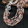 Pendants YYGEM 6x7mm 6 Rows Cultured White Rice Pearl Pink Agate Cz Pave Flower Pendant Necklace Fashionable Jewelry