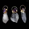 Pendant Necklaces Natural White Crystal Inlay Small Amethyst Druzy Necklace Irregular Mineral Rock Gem Raw Stone Accessories