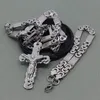 8mm platt bysantinsk kedja rostfritt stål halsband för mäns Jesus Cross Pendant smycken307J