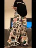 Men's Pants American Vintage Hip-Hop Trendy Street Graffiti Casual And Women's Niche Retro Loose Wide Leg Drawstring Trousers Y2