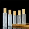 20ml 30ml 60ml 80ml 100ml Frosted Glass Bottle Cosmetic Cream Jar Container Portable Lotion Spray Bottles with Imitated Wood Lid Pnsic
