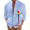 Męskie koszule 2023 koszula moda nadrukowana stojąca szyja długi rękaw Podkład multi kolorowe opcjonalne sprężyste/letnie zużycie