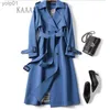 Damenjacken KAAAZI Winter Langes Hemd Kleid Frauen Braun Windschutz Trenchcoat Koreanische Plus Große Größe Casual Oberbekleidung Verdickung Mode 4XLL231016