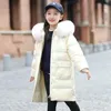 ダウンコート冬の子供服ビッグファーカラーロングジャケット女の赤ちゃん90％ホワイトダックアウター10代のパーカーTZ637