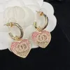 Серьги-подвески в форме сердца Позолоченное кольцо-крючок 18 карат с розовыми стразами Сваровски Женские дизайнерские серьги оттеняют женские yout316s