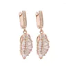 Dangle Earrings Leaf Shape Design Hanging 2023 Trendy Rose Gold Color Drop For Women Gift Zircon Luxury Quality Jewelry