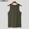 Herrespår 2023 män tank tops fast färg o-hals ärmlös träning casual västar fitness sommar streetwear män kläder s-5xll231016