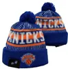 Knicks Beanies New York Beanie Cap Wool Warm Sport Knit Hat Basketball North American Team Striped Sideline USA College Cuffed Pom Hats Men Women a1