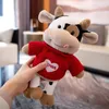 Plush Dolls 26CM Cartoon Milk Cow Doll Cute Simulation Cattle Animals Toys Soft Stuffed Sweater Pillow Kids Birthday Gifts 231016