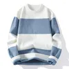 Męskie swetry Tops długie rękawie zimowe patchwork z dzianiny kaszmirowy sweter O Neck Pullover Knitwear High-end Skoczkowie A255