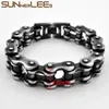 Chain Sunnerlees 316L rostfritt stål armband Bangle Biker cykel Motorcykellänk Retro Black Men Boy Gift BC09 231016