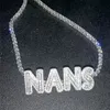 Hip Hop Custom Baguette Letters Name Pendant Necklace With 4MM Tennis Chain Pendants Necklaces Men's Zircon Hip Hop Rock Jewe227i