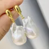 Dangle Earrings Natural Baroque White South Sea Pearl Pendant 925s SILVER