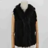 Pelliccia sintetica delle donne 2021 moda vera pelliccia di coniglio moda gilet di fascia alta donne lavorate a maglia senza maniche gilet di pelliccia con giacca di pelliccia di procione naturale cappotto da donnaL231016