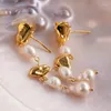 Boucles d'oreilles pendantes en argent 2023 925, perles d'eau douce naturelles, goutte de pompon pour femmes, bijoux de luxe