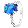 Bagues de cluster 925 Sterling Silver Bague Bleu Terre et Lune Élégance intemporelle Couronne Flocon de neige pour les femmes Cadeau d'anniversaire Bijoux DIY