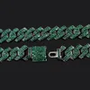 Chain New Iced Out Green Rhinestones Cuban Link Men's Bracelet 14MM Gun Black Prong Bracelets Hip Hop Jewelry Gifts 231016