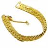 Kedja Pure Gold Color Men's Jewelry Drop Wholesale 12mm Armband för män 20 cm Long Fashion Women 231016