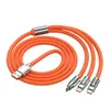 3-i-1 infällbar stretchbar kabel Bekväm lagring av aluminiumlegeringsladdning Kabeldatakabel för iPhone/ Android/ Type C-telefoner