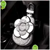 2022 Bling Crystal Camellia Car Key Case Shiny Keychain Holder Bag Diamond Accessories Interior For Woman Girls Drop Delivery