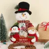 Plush Dolls Christmas Decoration Short Printe Santa Claus Snowman Doll for Tree Ornaments Figurin Room Decor Gift 231016