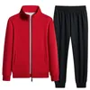 Homens Tracksuits Moda Esporte Terno Homens À Prova de Vento Duas Peças Inverno Quente Grosso Térmico Hoodies Fleece Tracksuit Ginásio Masculino Sportswear