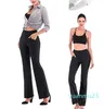 Dames Zomersport Sportkleding Yogabroek Bootcut Flare Been Buikcontrole Stretch Sneldrogend Donkergrijs Wijniongrijs Fitness