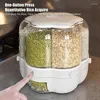 Bouteilles de stockage distributeur de grains rotatif à 6 grilles 33lbs seau à céréales de grande capacité boîte de récipient alimentaire ronde outil de cuisine