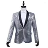 Men's Suits Black Silver Red Sequin One Button Suit Jacket Men Bling Glitter Nightclub Prom DJ Blazer Stage Clothes For Singers