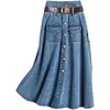 Skirts 2023 Korean Style Spring Summer Type Skirt Women s Fashion Single Breasted Belt Denim 231016