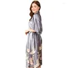 Satynowe szaty satynowe dla damskiej szaty ślubne Silk Pijama Casual Bathobe Animal Rayon Długość koszuli nocnej Kimono xxxl