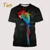 T-shirt da uomo 2023 Moda estiva T-shirt animale carino Pappagallo Fiore colorato Uccello Camicia con stampa 3D maschile e femminile