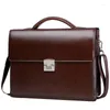 Briefcases 2023 Male Computer Package Bring Password Lock Briefcase Diagonal Genuine Leather Bag Men Messenger Luxury Handbags Maleta